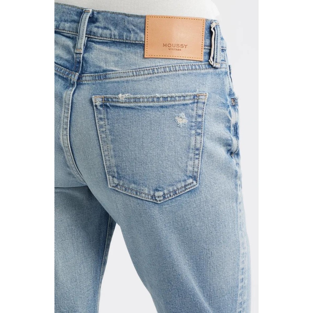 Moussy Vintage Jeans Women 26 Light Blue Straight Leg 025DAC11-2440 Distressed